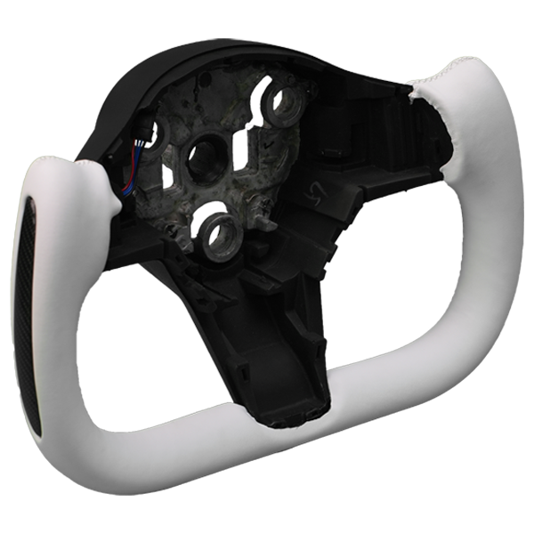 T House Yoke Steering Wheel White - Side Carbon Fiber (Bright)