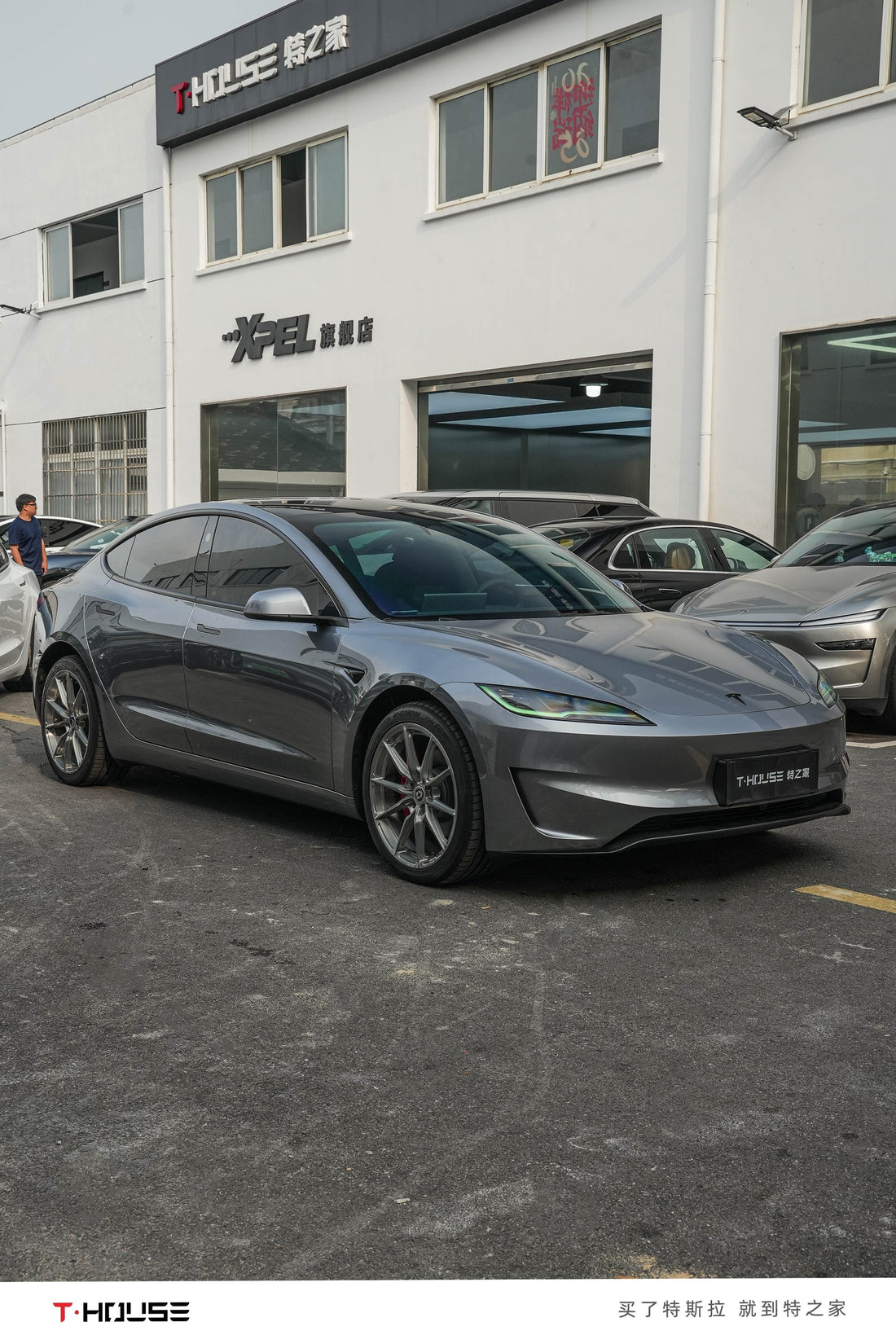 Matte Bodykit for Sliver Tesla Model3 with HRE Forged Wheel