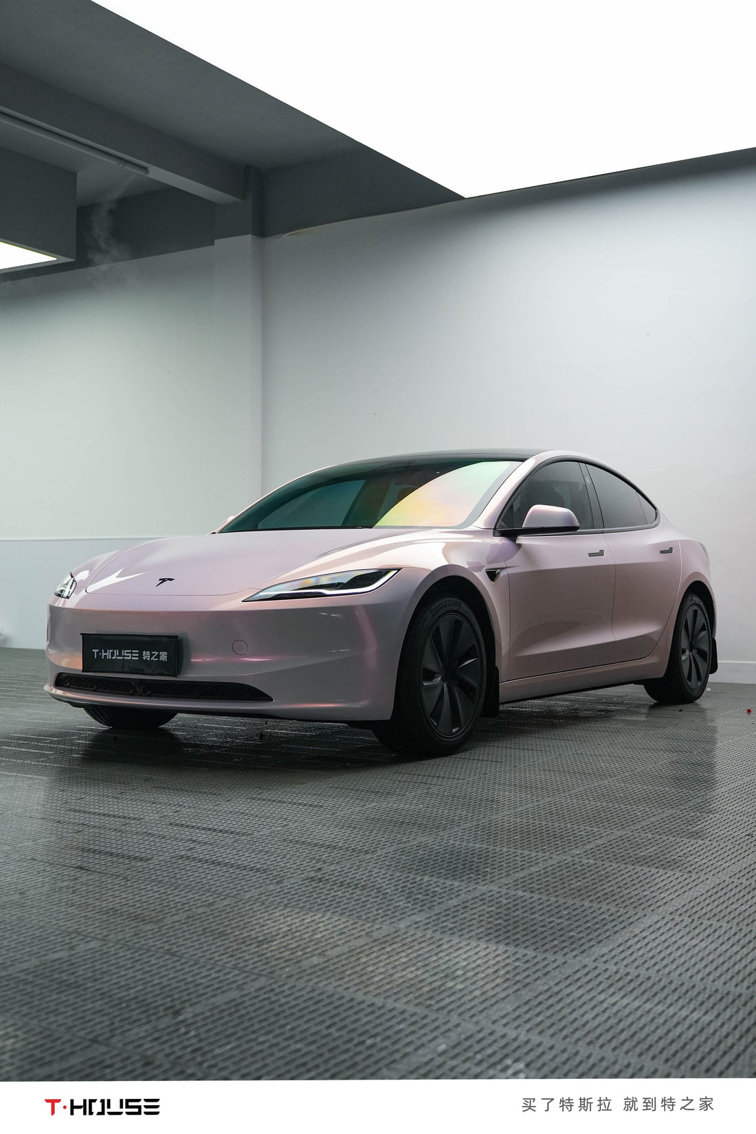 花悦粉 Floral Pink Vinyl Wrap Tesla Model3