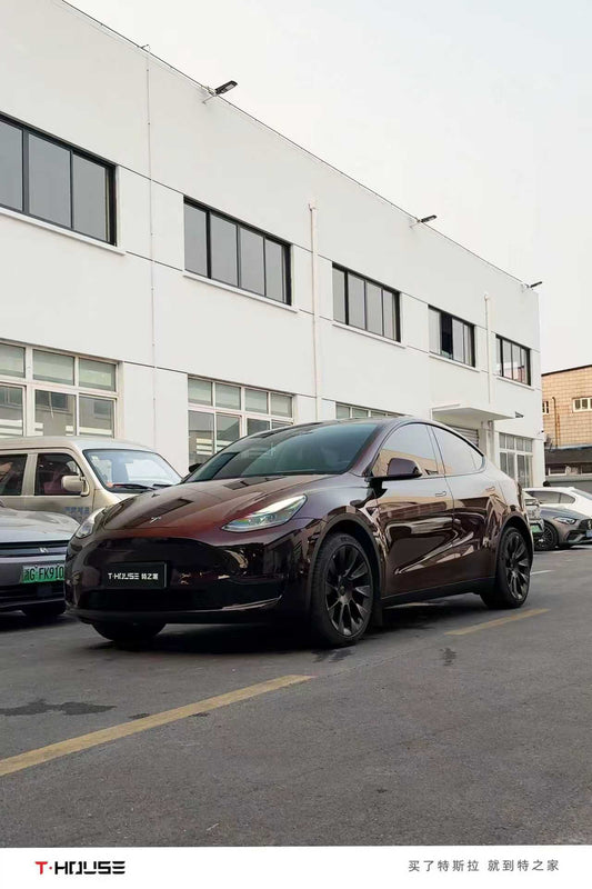 流光黑魅红 Flow Dark Red Light Vinyl Wrap Tesla ModelY