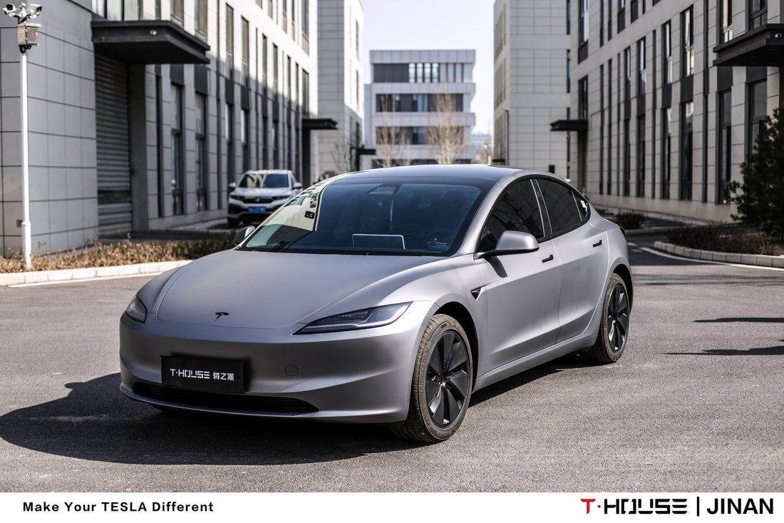 AMG 山灰Mountain Gray Vinyl Wrap Tesla Model3