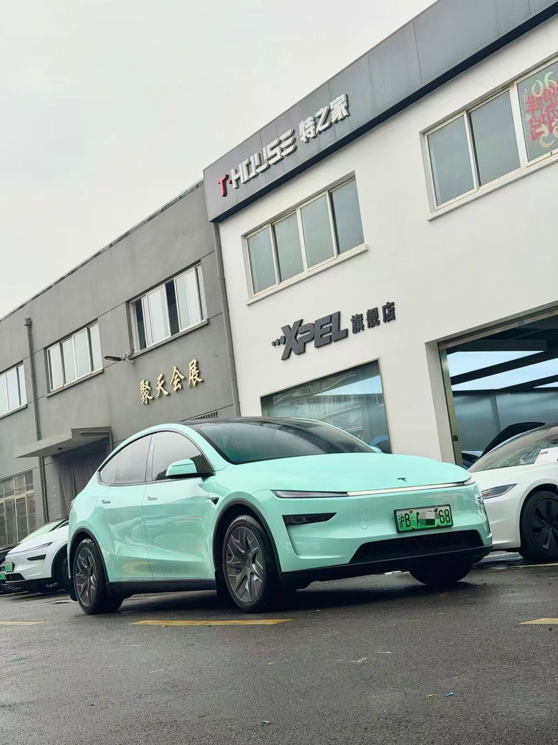 嵯峨绿 Saga Green Vinyl Wrap Tesla ModelY Juniper