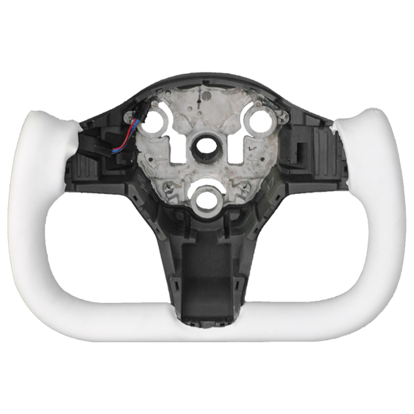 Yoke Steering Wheel White - Side Carbon Fiber (Matte) (Price includes installation)