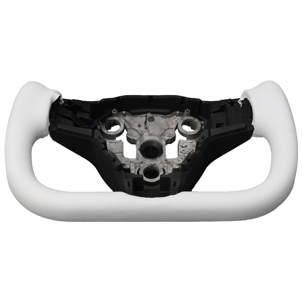 Yoke Steering Wheel White - Side Carbon Fiber (Bright) (Price includes installation)