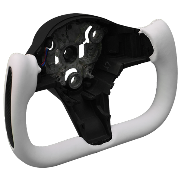 Yoke Steering Wheel White - Side Carbon Fiber (Bright) (Price includes installation)