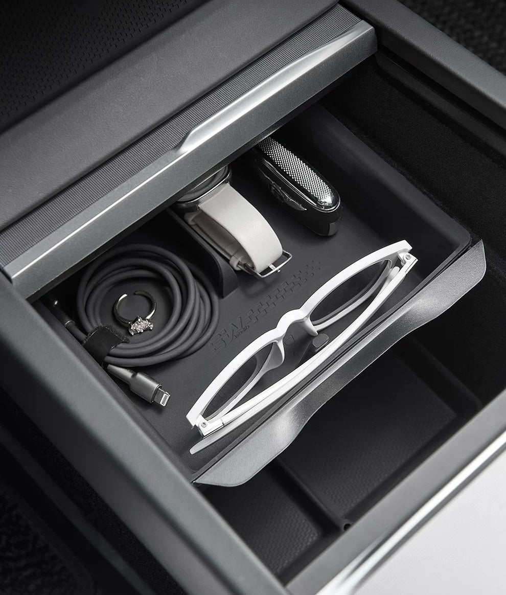 Center Console & Armrest Storage Box with Silicone Mats, 4-Piece Set