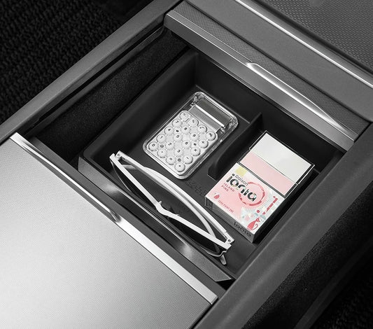 Center Console & Armrest Storage Box with Silicone Mats, 4-Piece Set